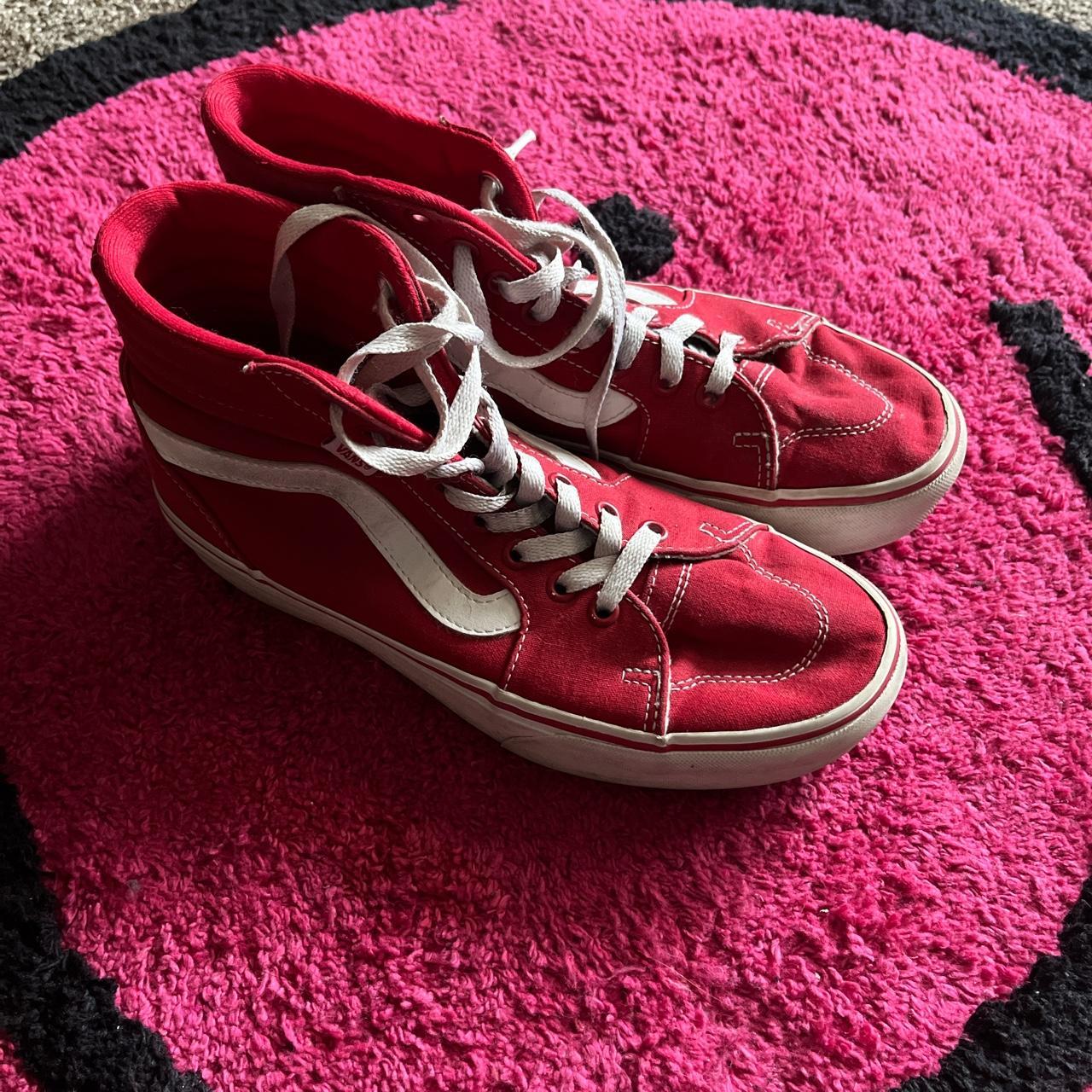 Vans red clearance platform shoes