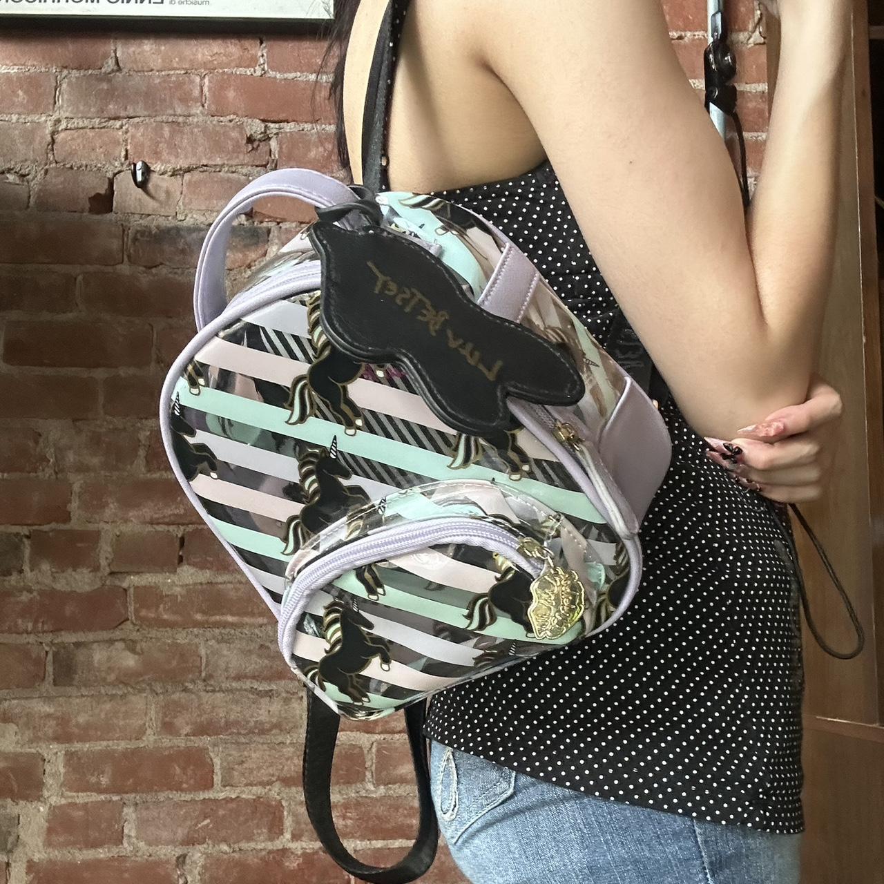 Luv betsy mini backpack. Clear unicorn print Good