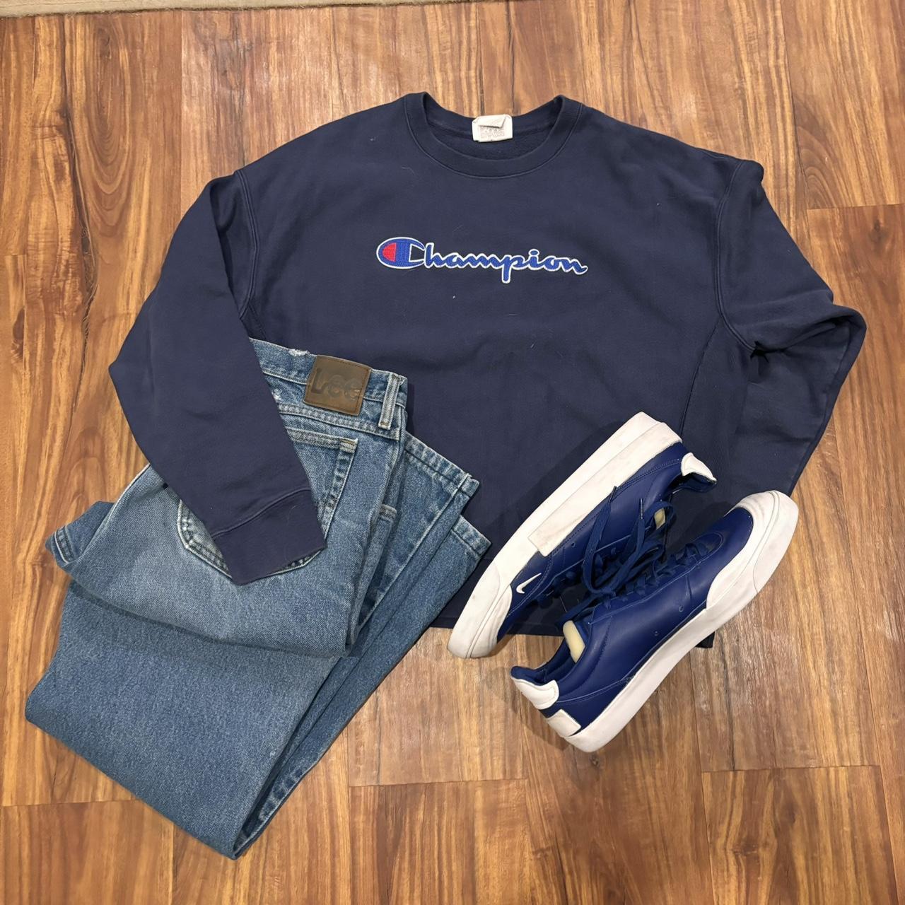 Champion navy jumper hotsell