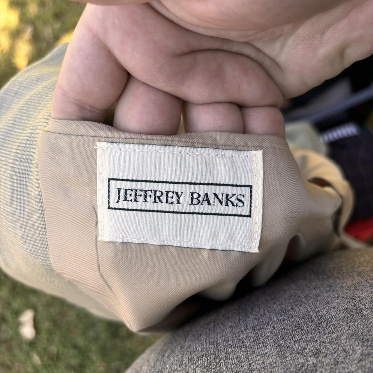 Tan and cream vintage suit Jacket size 43L has two... Depop