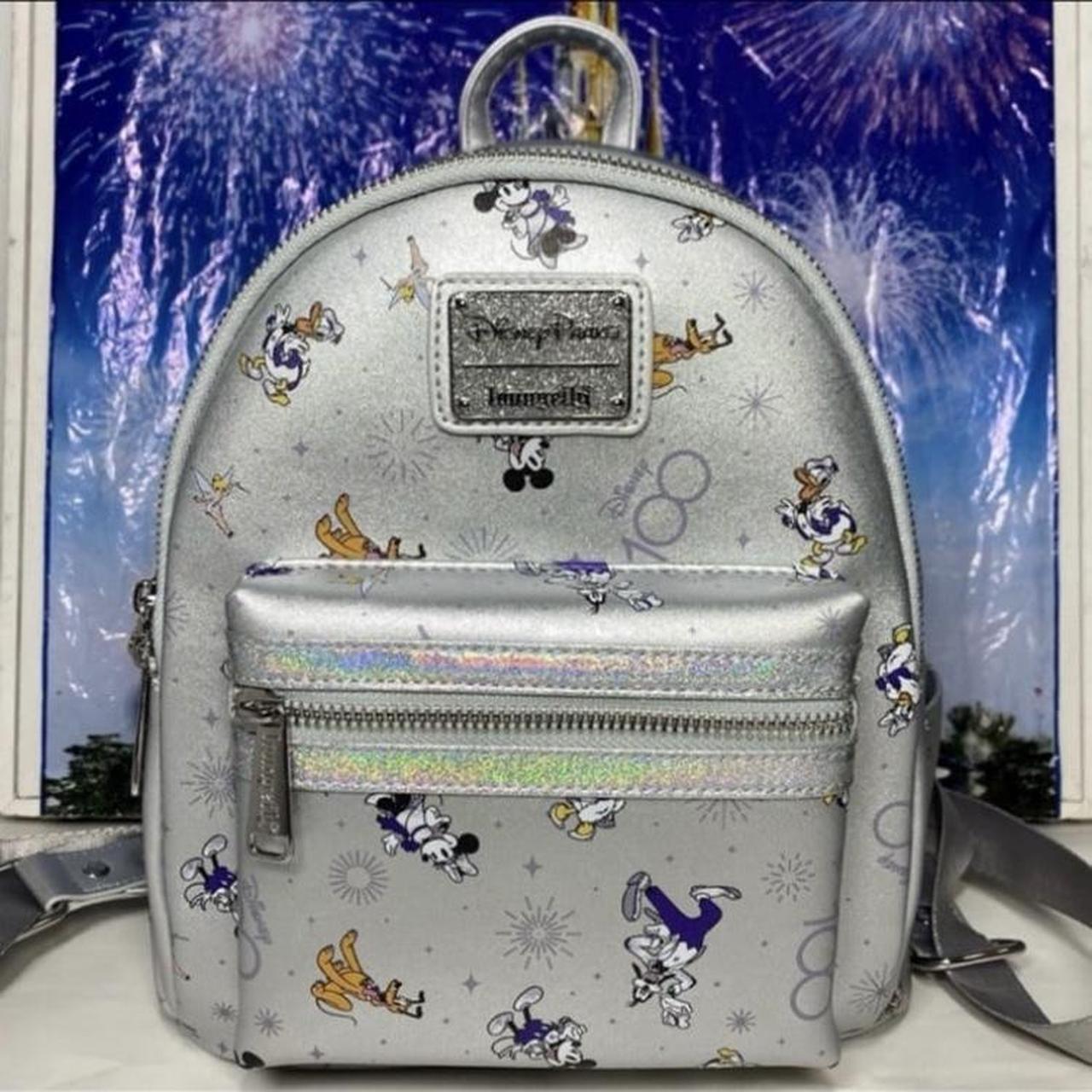 Loungefly on sale Disney Parks 100th Anniversary Silver Backpack