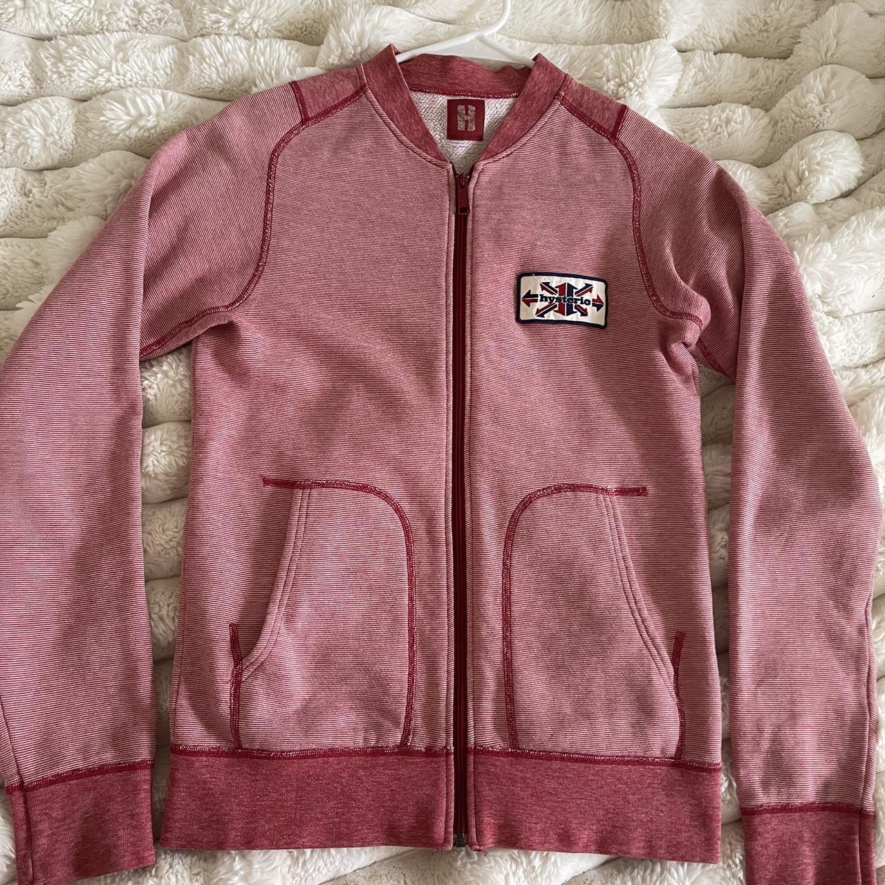 Burgundy & pink H.C.G.R. Rock varsity jacket Size... | Depop
