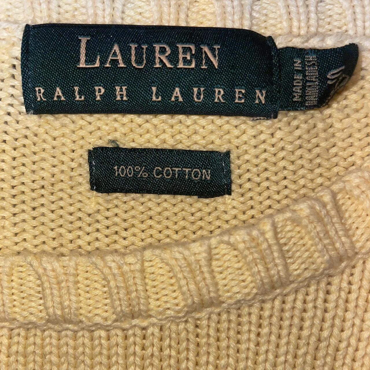 Vintage Ralph Lauren Yellow Knit Cotton Crew Neck... - Depop