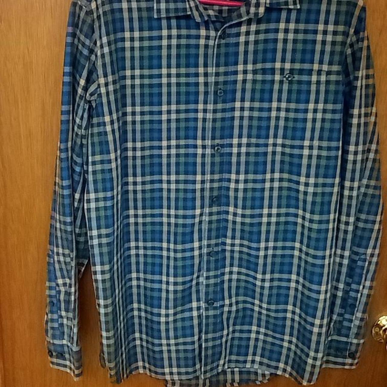 Large North Face Plaid Long Sleeve Button Up. - Depop