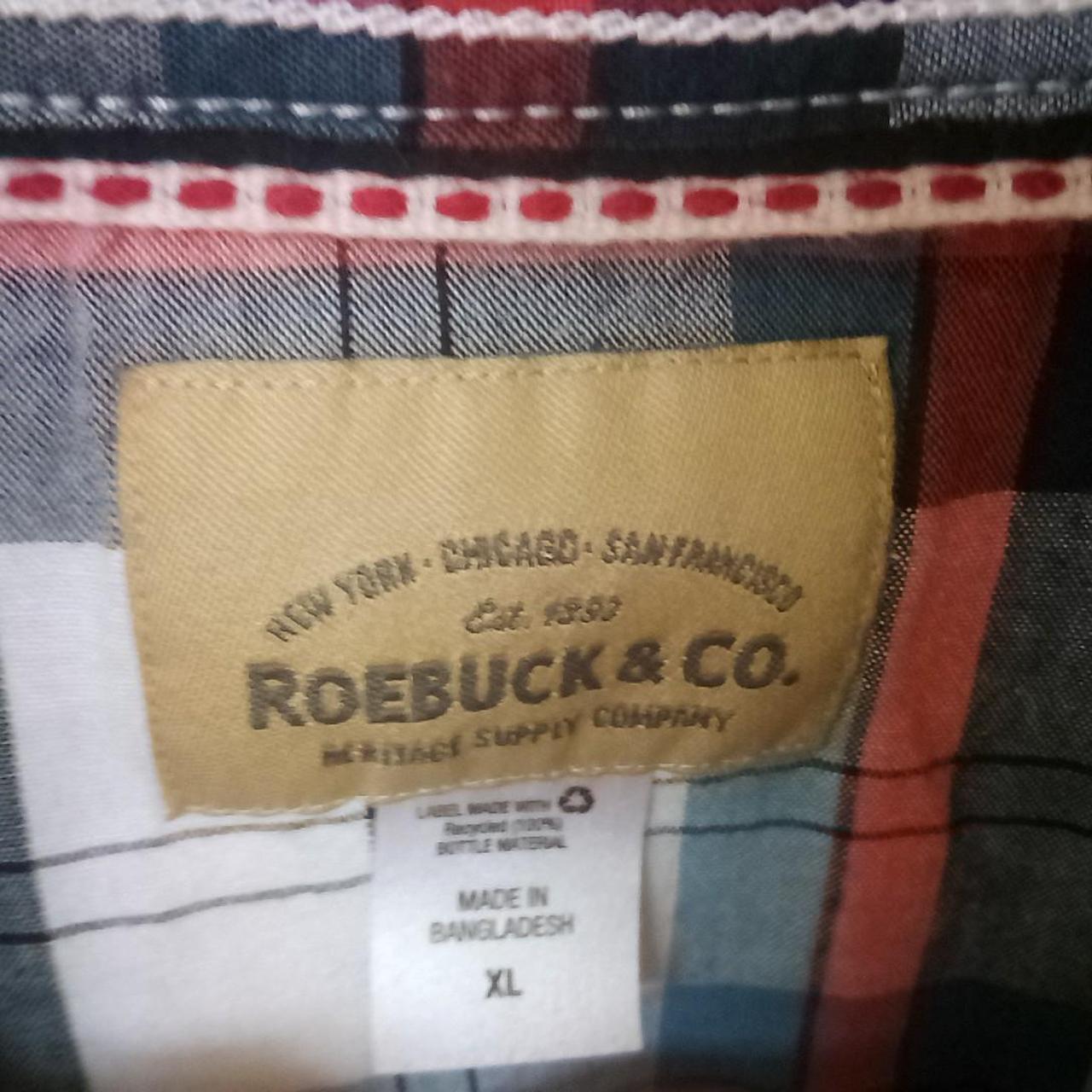 XL Roebuck and Company Plaid Pearl Snap - Depop