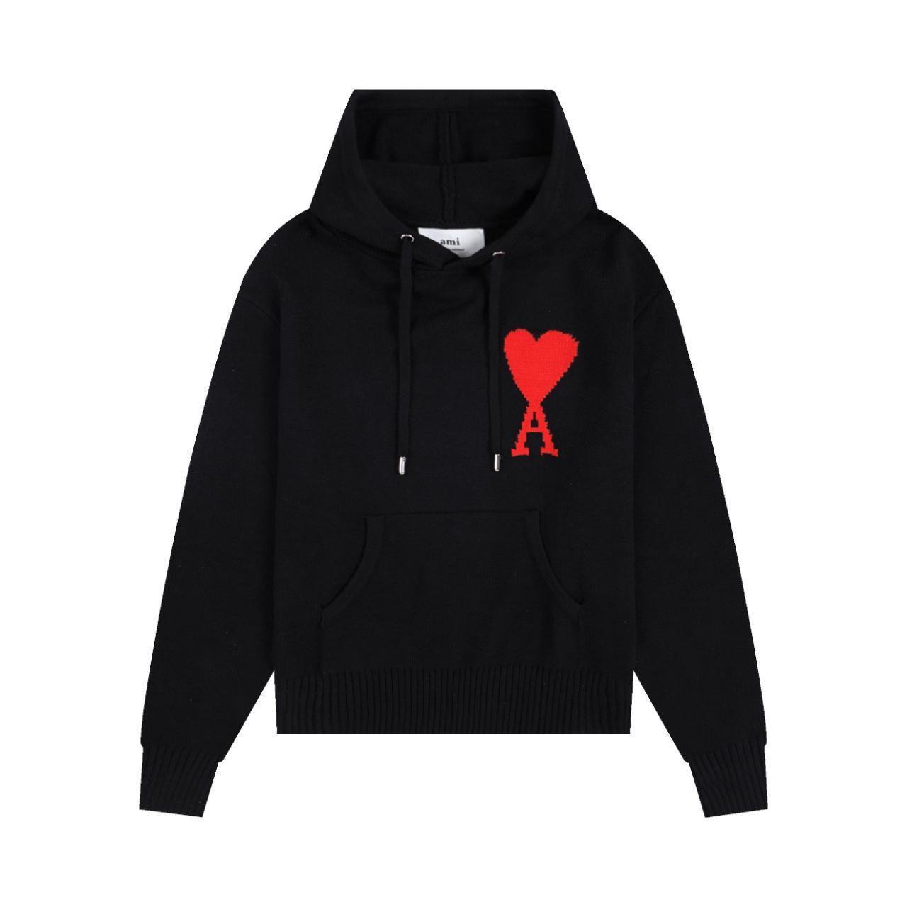 Ami black hooded casual sports sweatshirt Colour:... - Depop