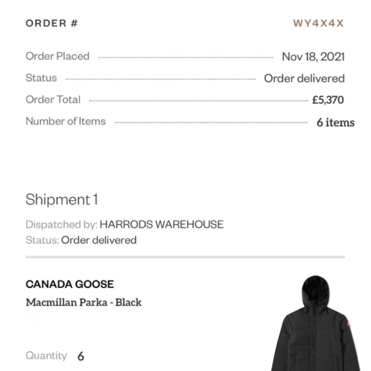 Canada goose discount check order status