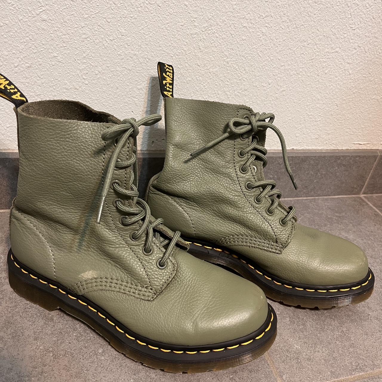 olive green doc Martens lightly used only flaw is a