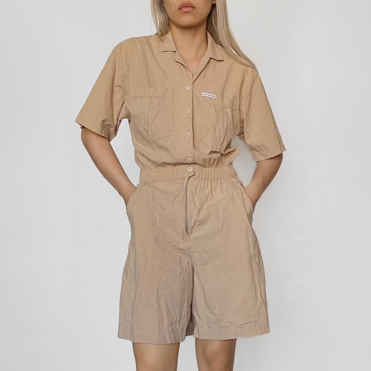 Carhartt Women S Tan And Cream Playsuit Romper Depop