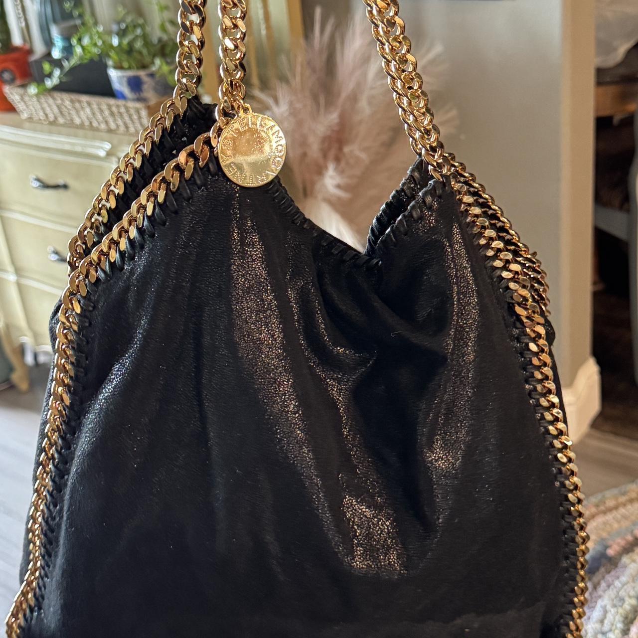 Preloved Stella McCartney black and gold tote bag. Depop