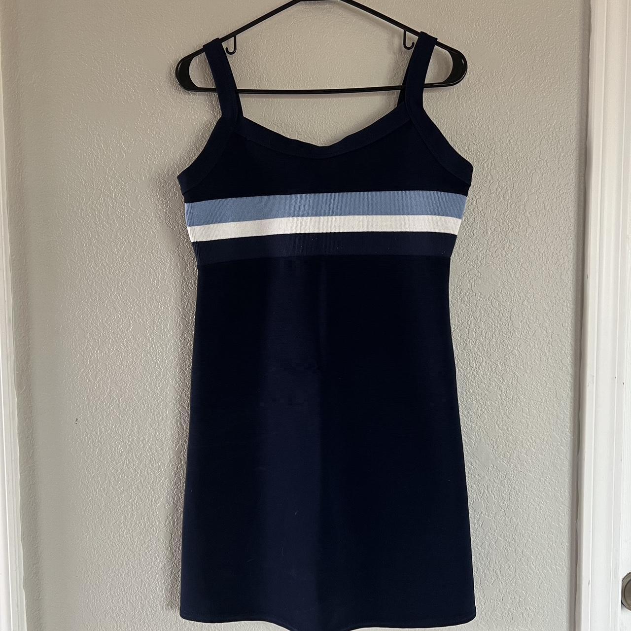 vintage navy stripped mini dress - Depop