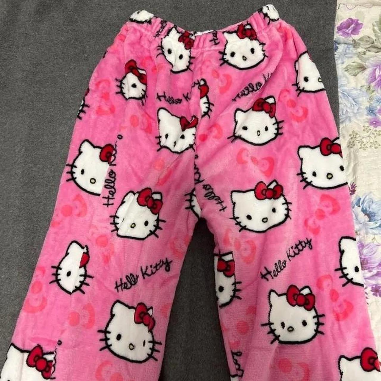 medium pink hello kitty pants , worn twice - Depop