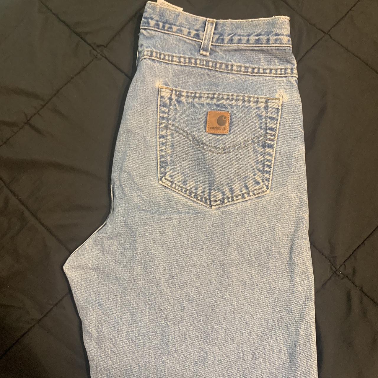 Carhartt blue jeans (fits like a 34 waste) slight... - Depop