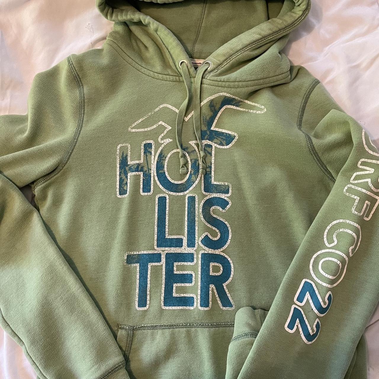 lime green hollister hoodie youth large fits like