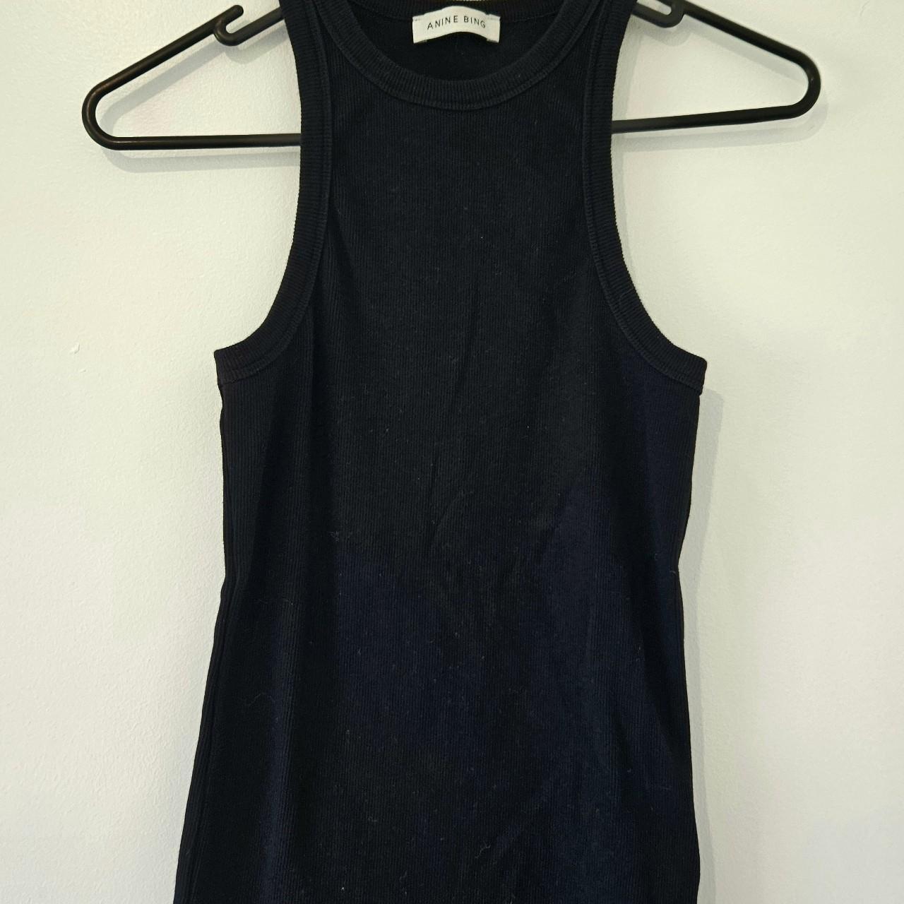 Anine Bing ribbed high neck tank - black - size... - Depop