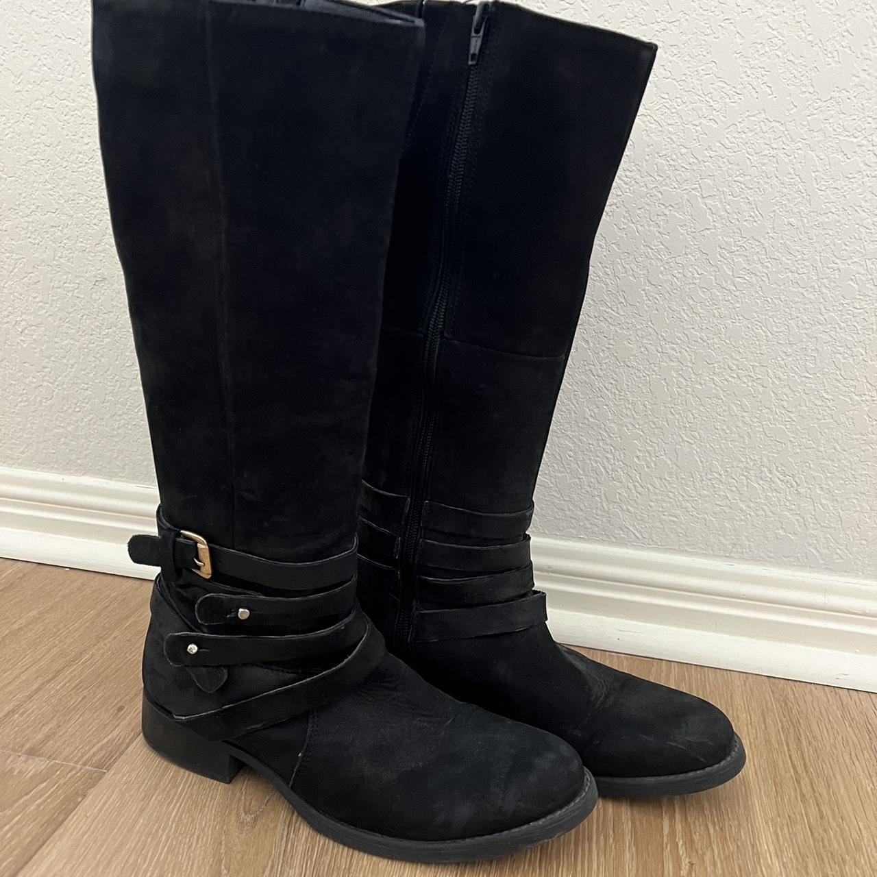 Steve Madden Albany black knee high boots, size 8,... - Depop