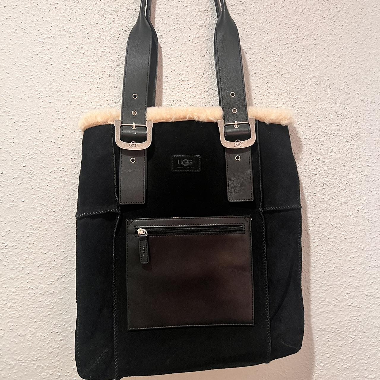 Ugg black leather/suede tote deals handbag