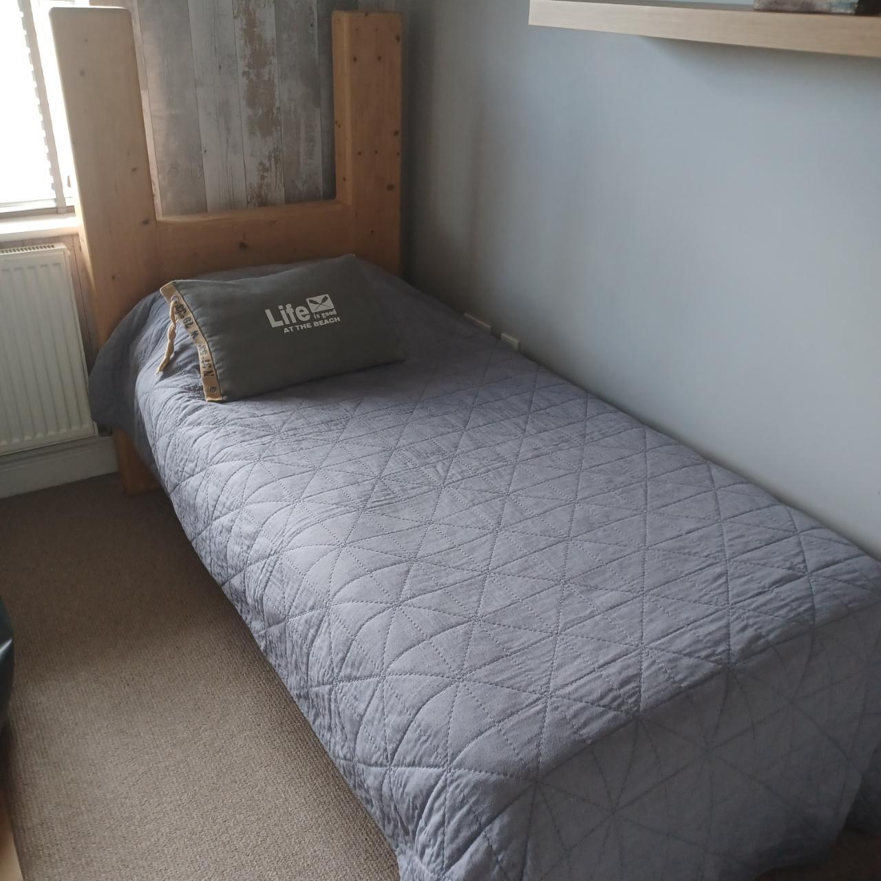 Grey quilted single bed throw from Habitat. Used but... Depop