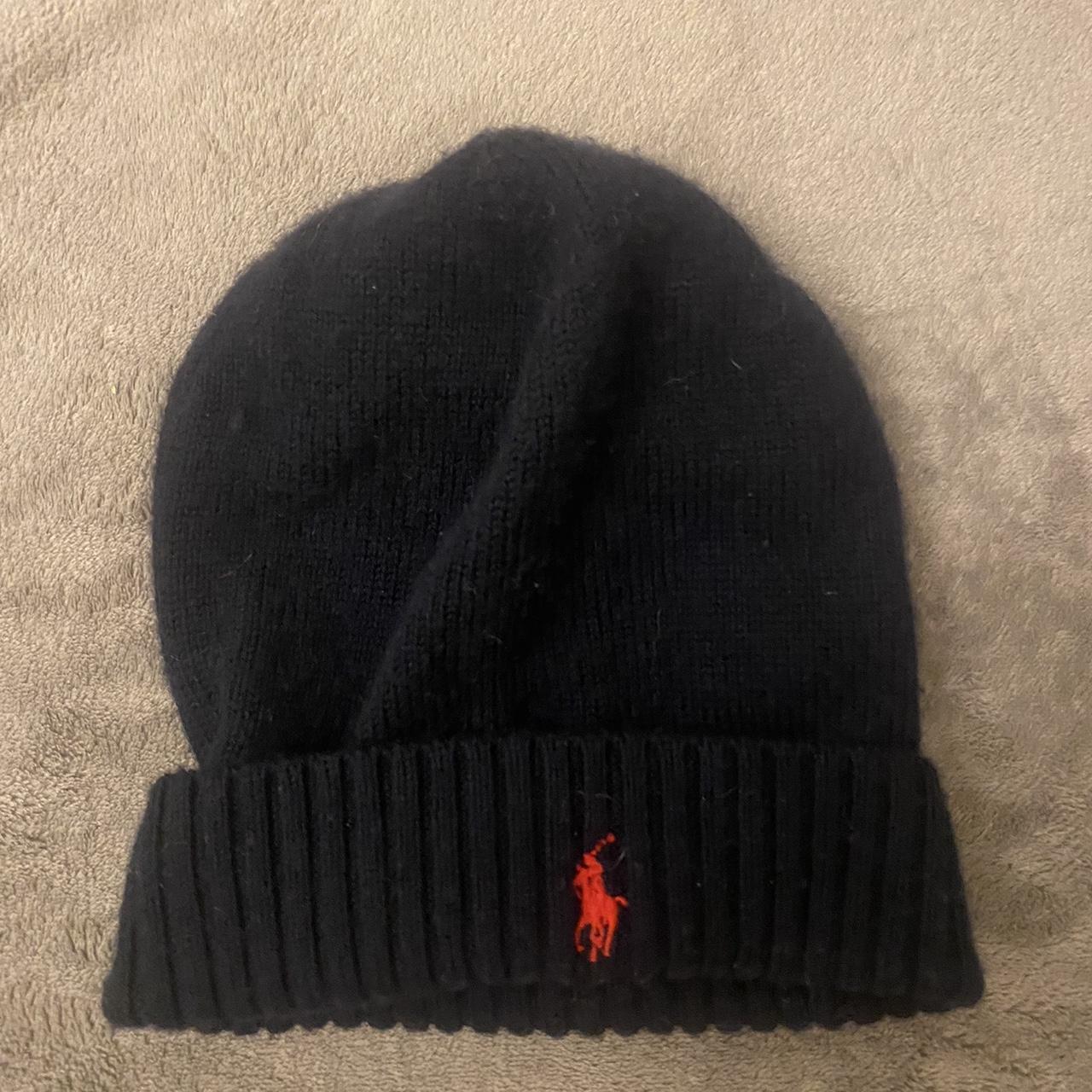 Ralph Lauren beanie black and red - Depop