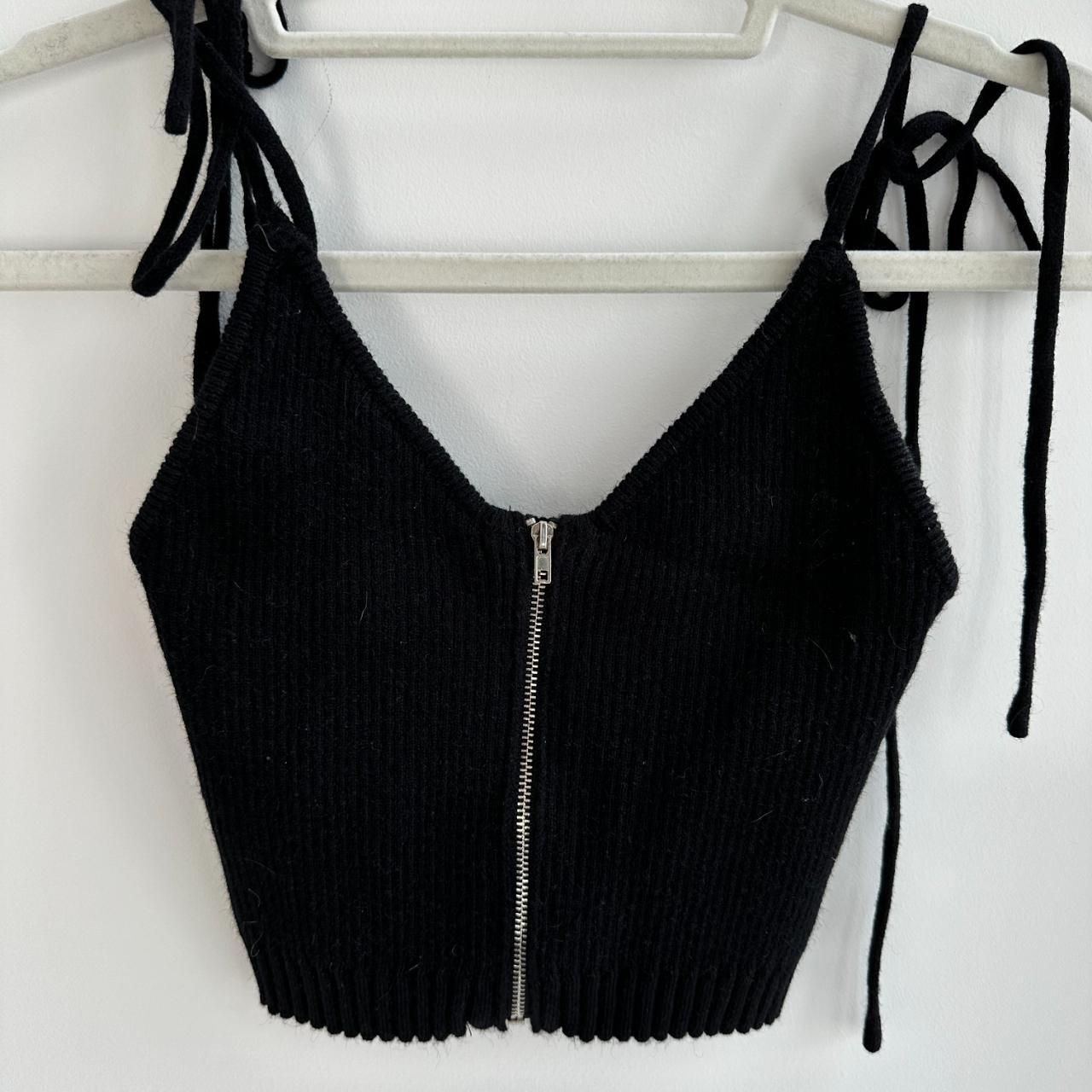 small black zip up crop top, worn once new condition. Depop