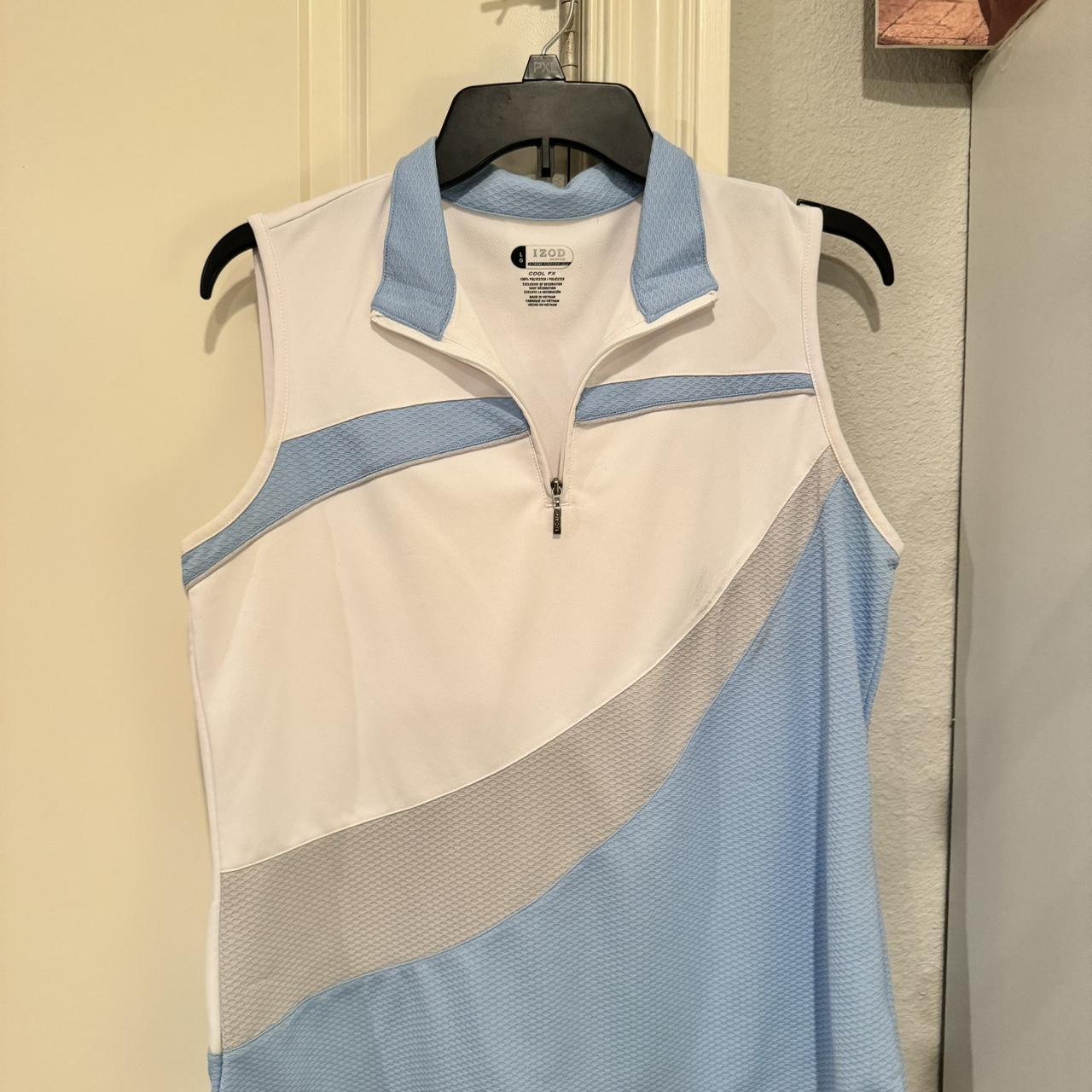 Sleeveless Ladies Izod Golf Shirts IZOD Blue And White Golf Shirt
