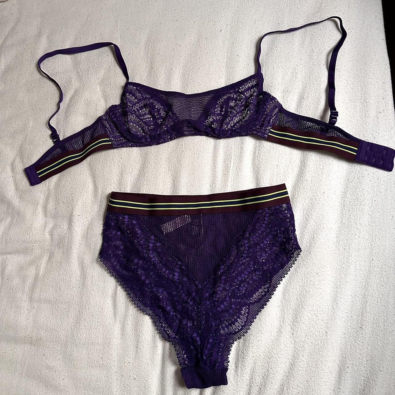 Purple Victoria’s Secret lingerie set. High waisted... - Depop