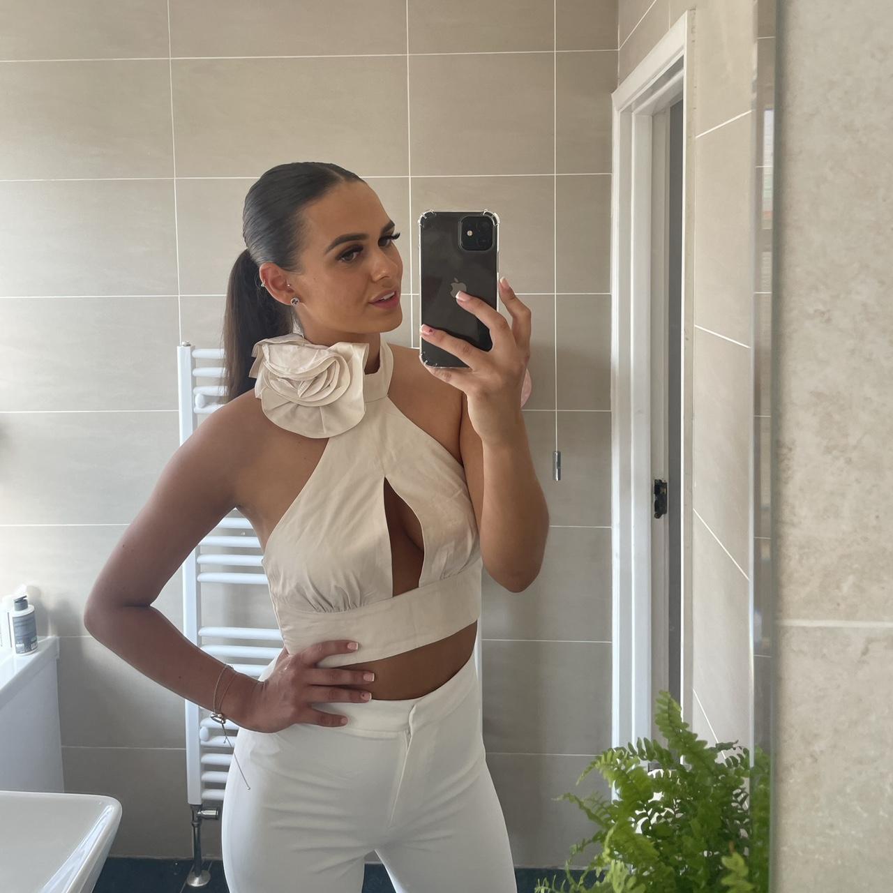 ASOS design halter neck top with flower detail on... - Depop