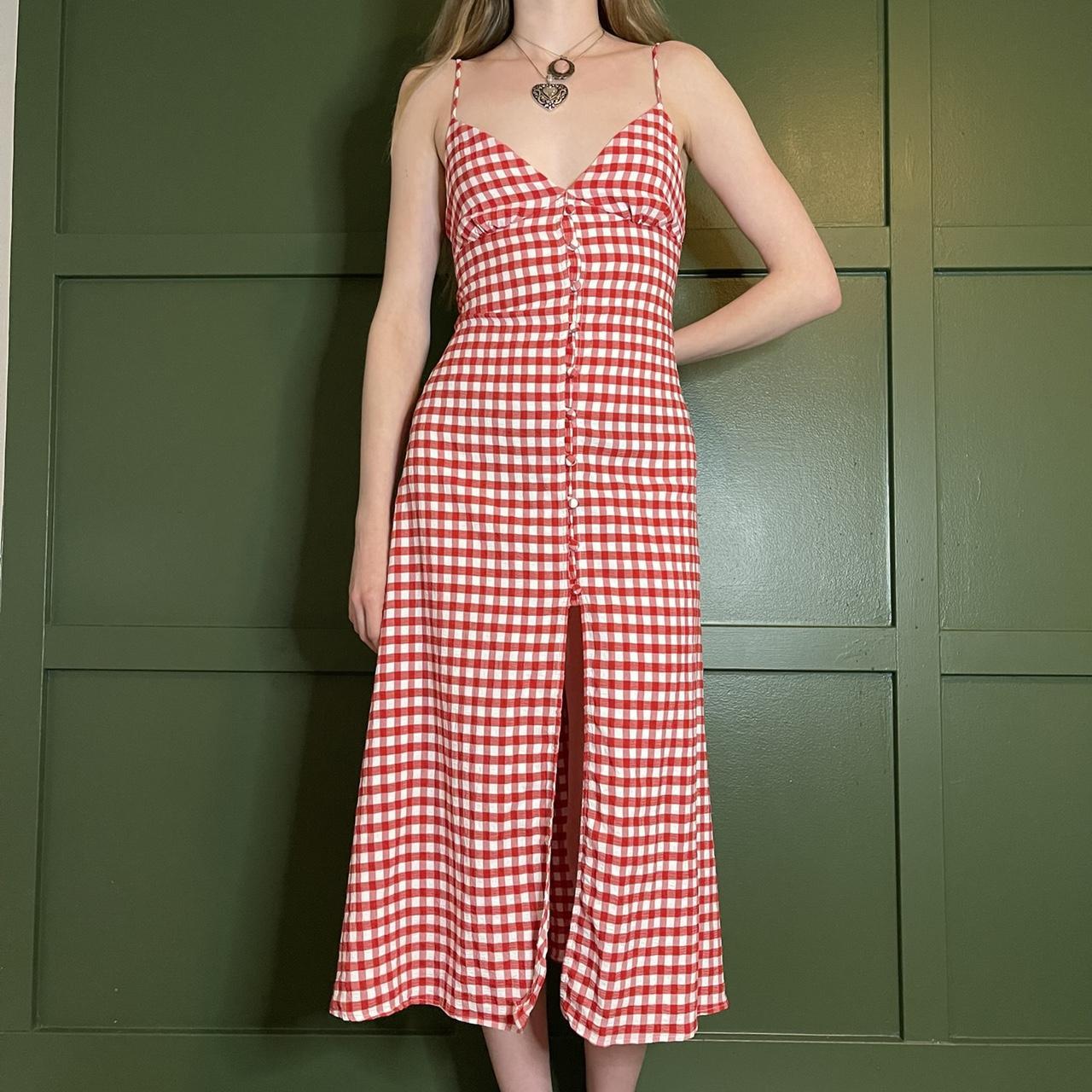 Red check cheap dress zara