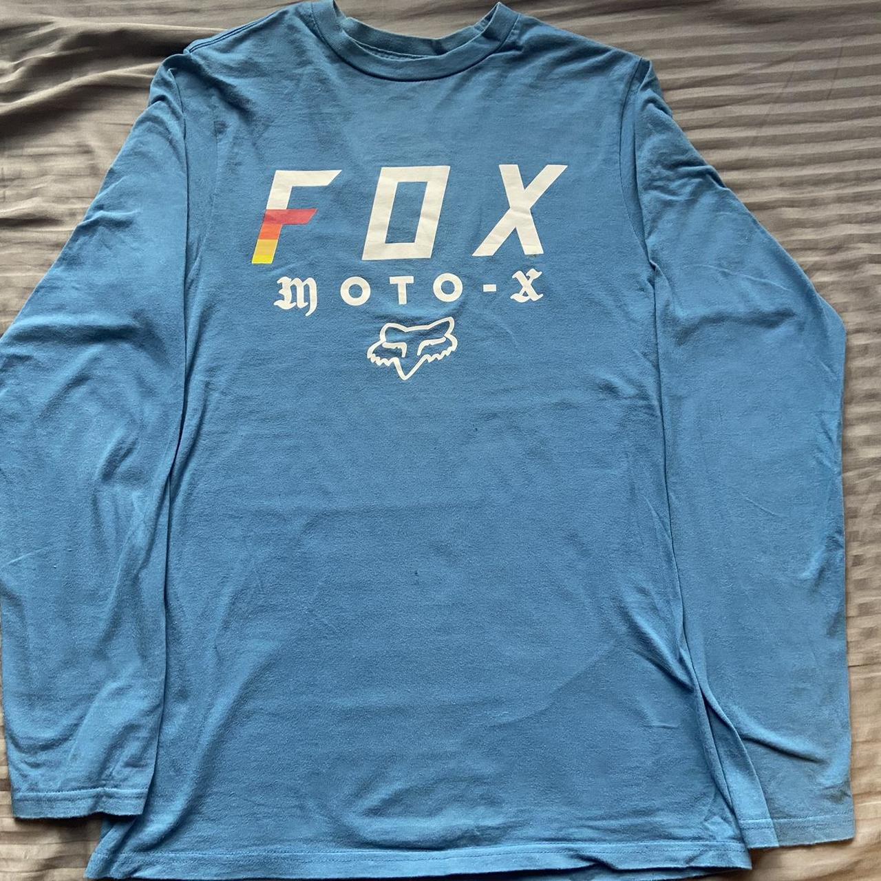 Blue Fox Racing long sleeve tee with a hole in the... - Depop