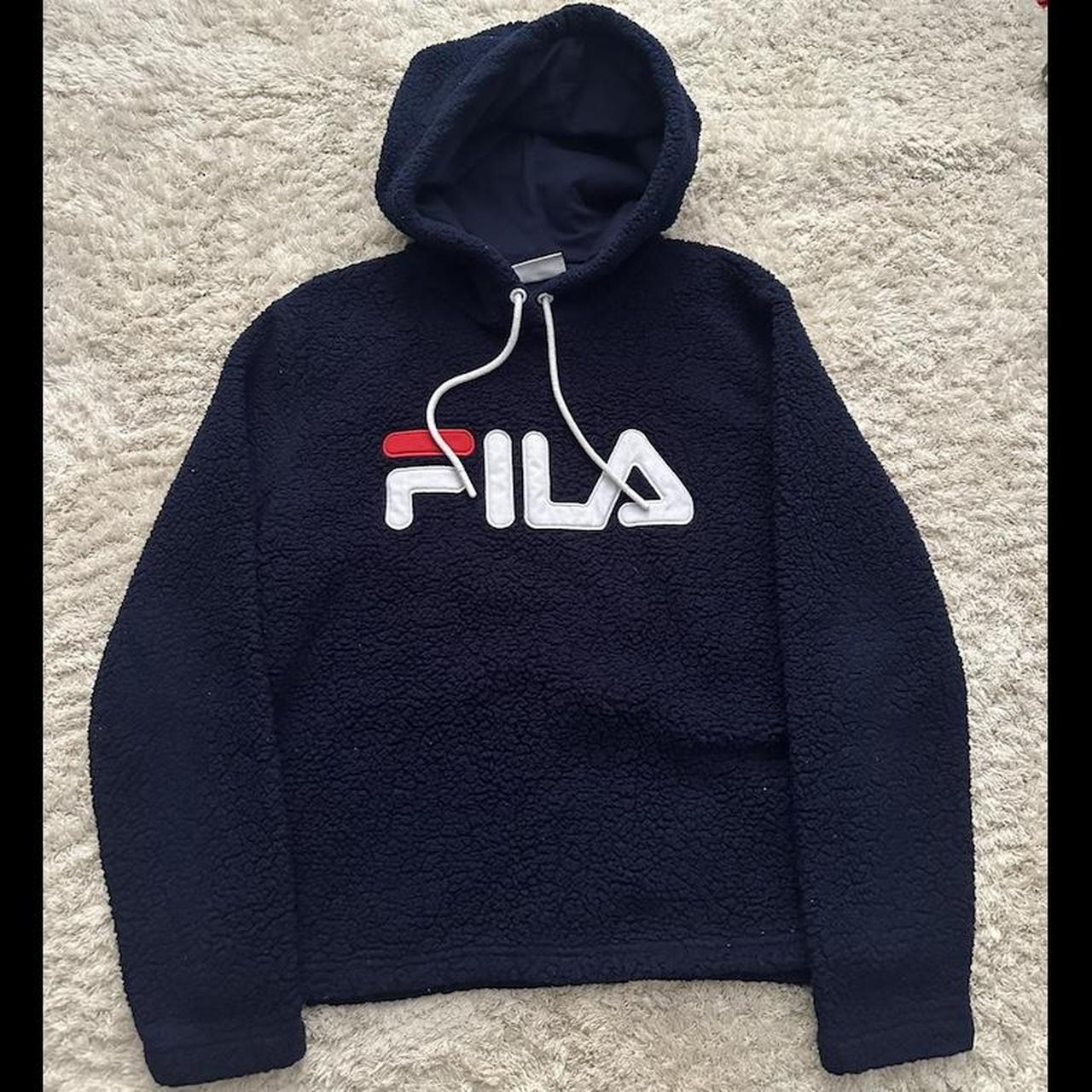 FILA Woman s Fuzzy Fleece Sweatshirt Pullover Hoodie. Depop