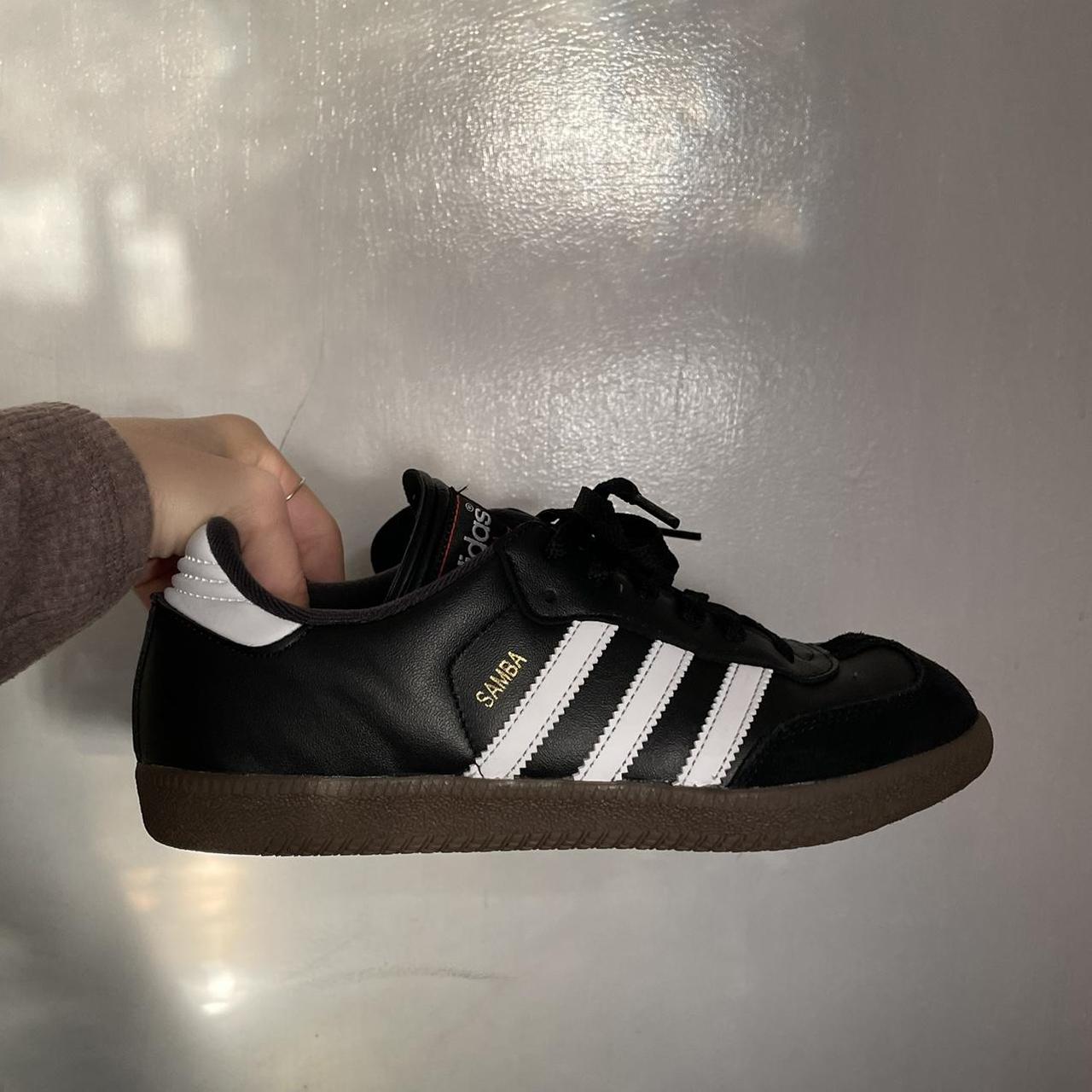 black adidas sambas! worn a couple of times but no... - Depop