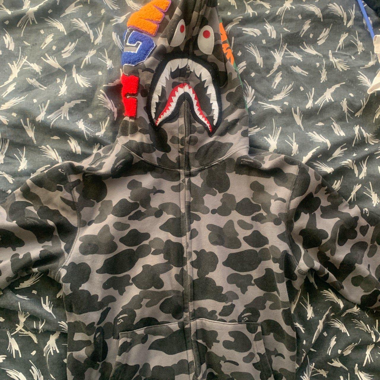 Black and Grey bape hoodie, size small was too small... Depop