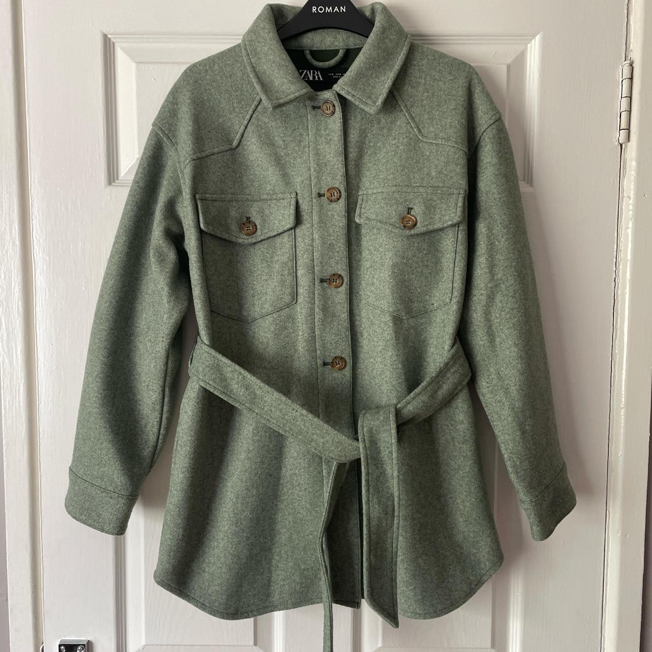 Zara Pocket store Overshirt Wool Shacket Kelly Green 2675/411/500