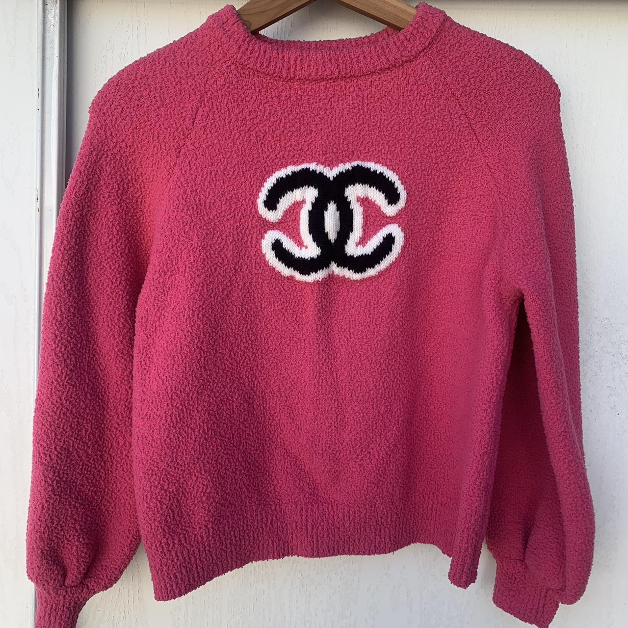 Chanel Pink Sweater Has a wine stain on the back Depop