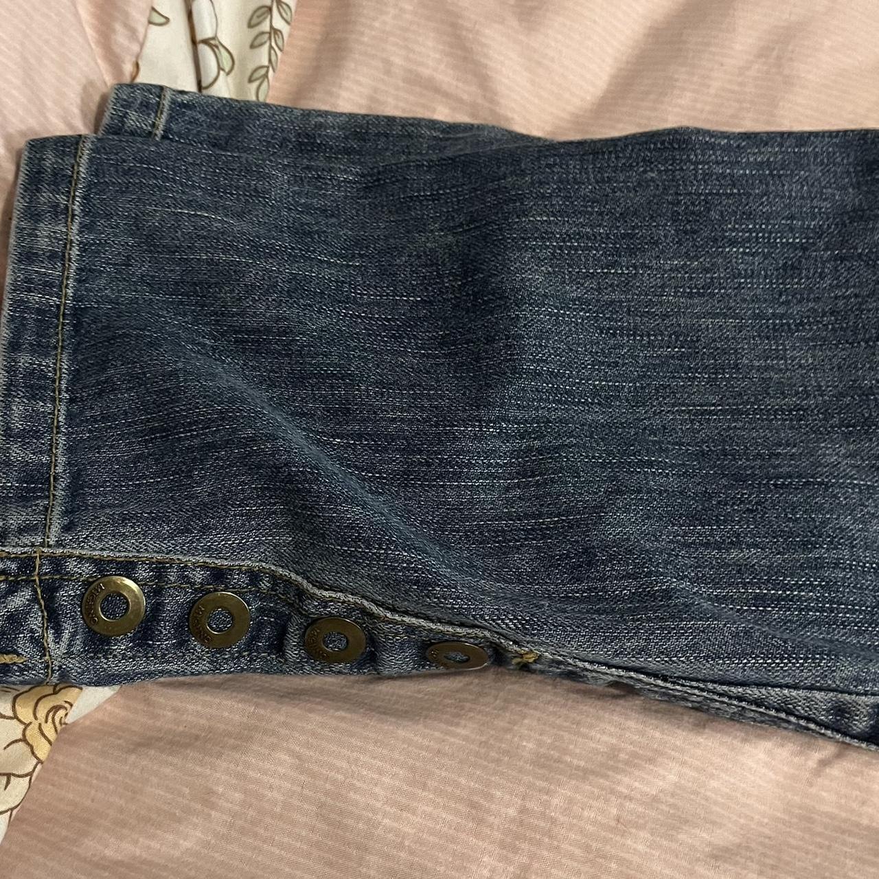 Vintage y2k embroidered straight leg jeans SIZE:... - Depop