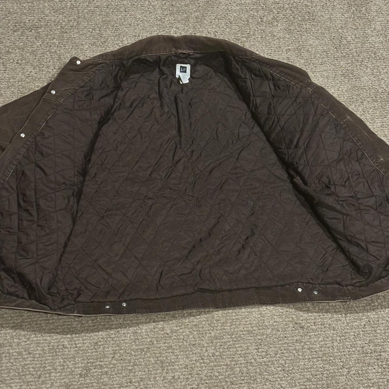 Large dark brown quilted corduroy Gap Jacket - Depop