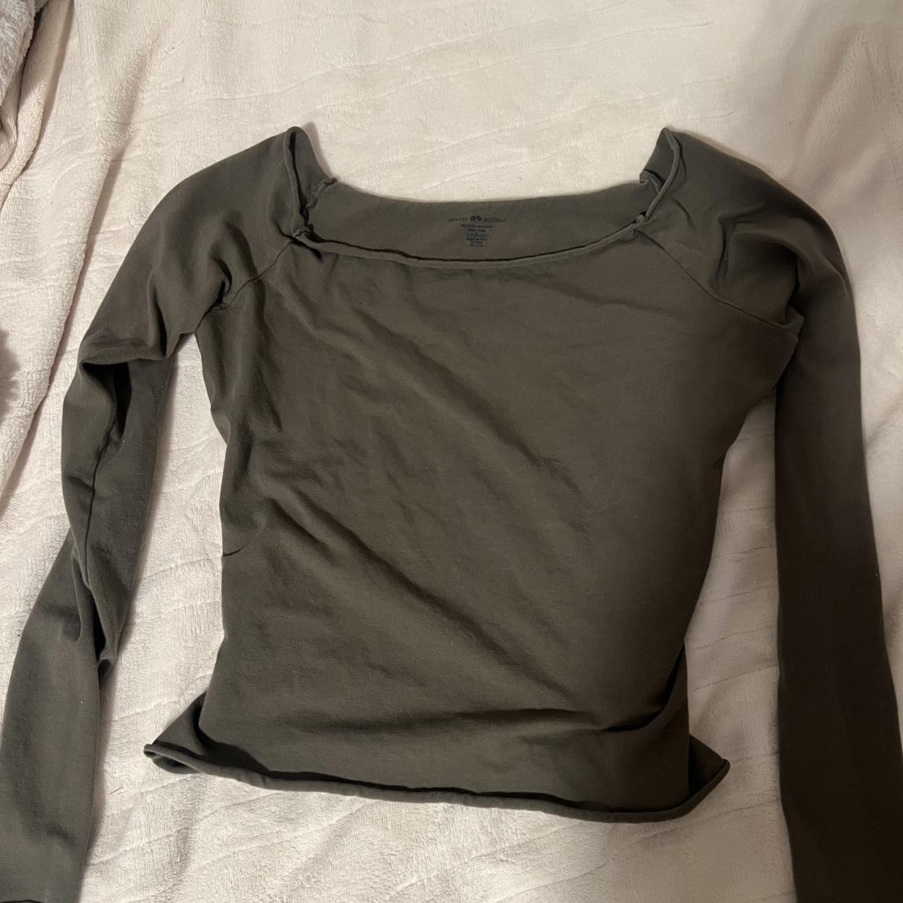 off the shoulder bonnie top from brandy in olive... - Depop