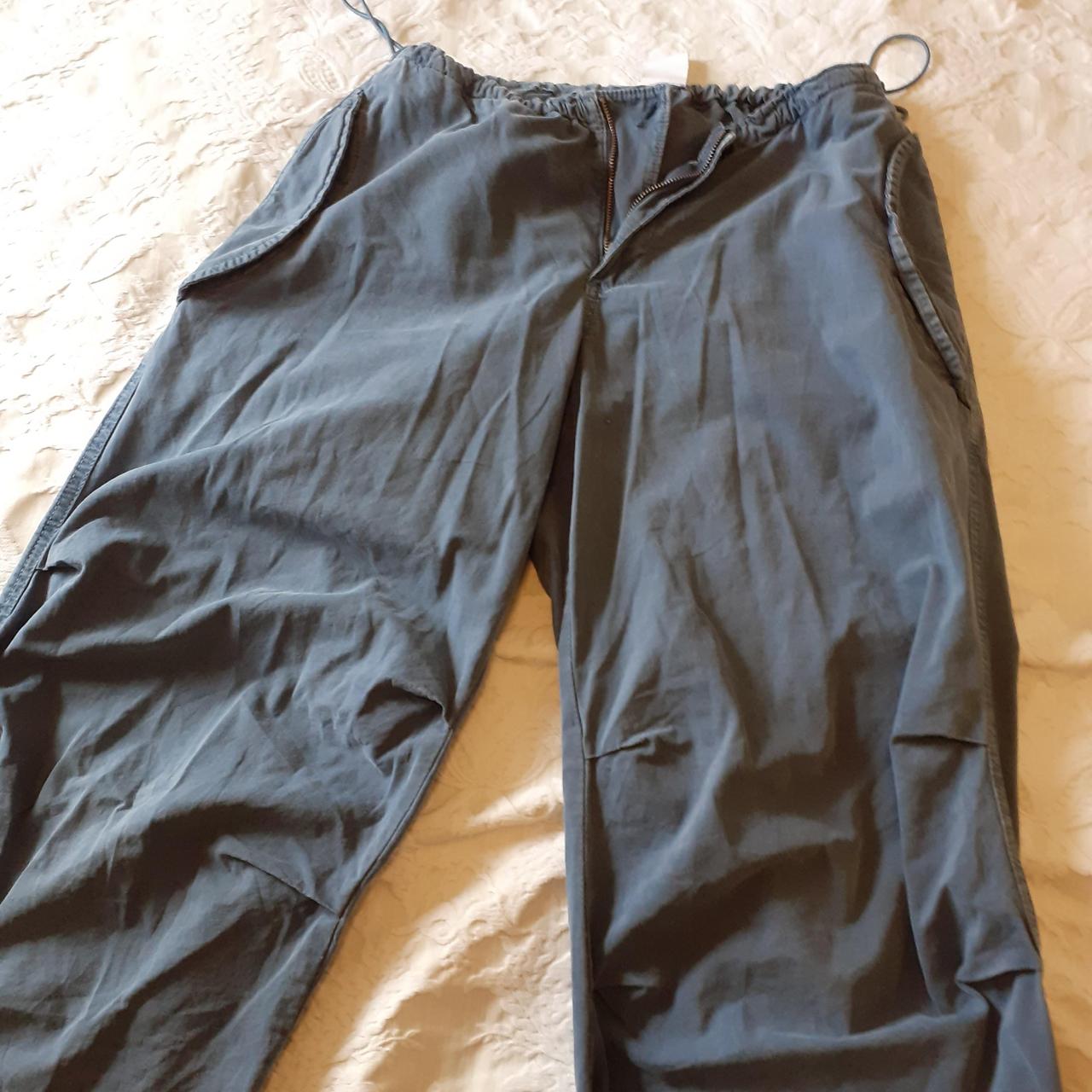 Blue parachute/cargo trousers - Depop