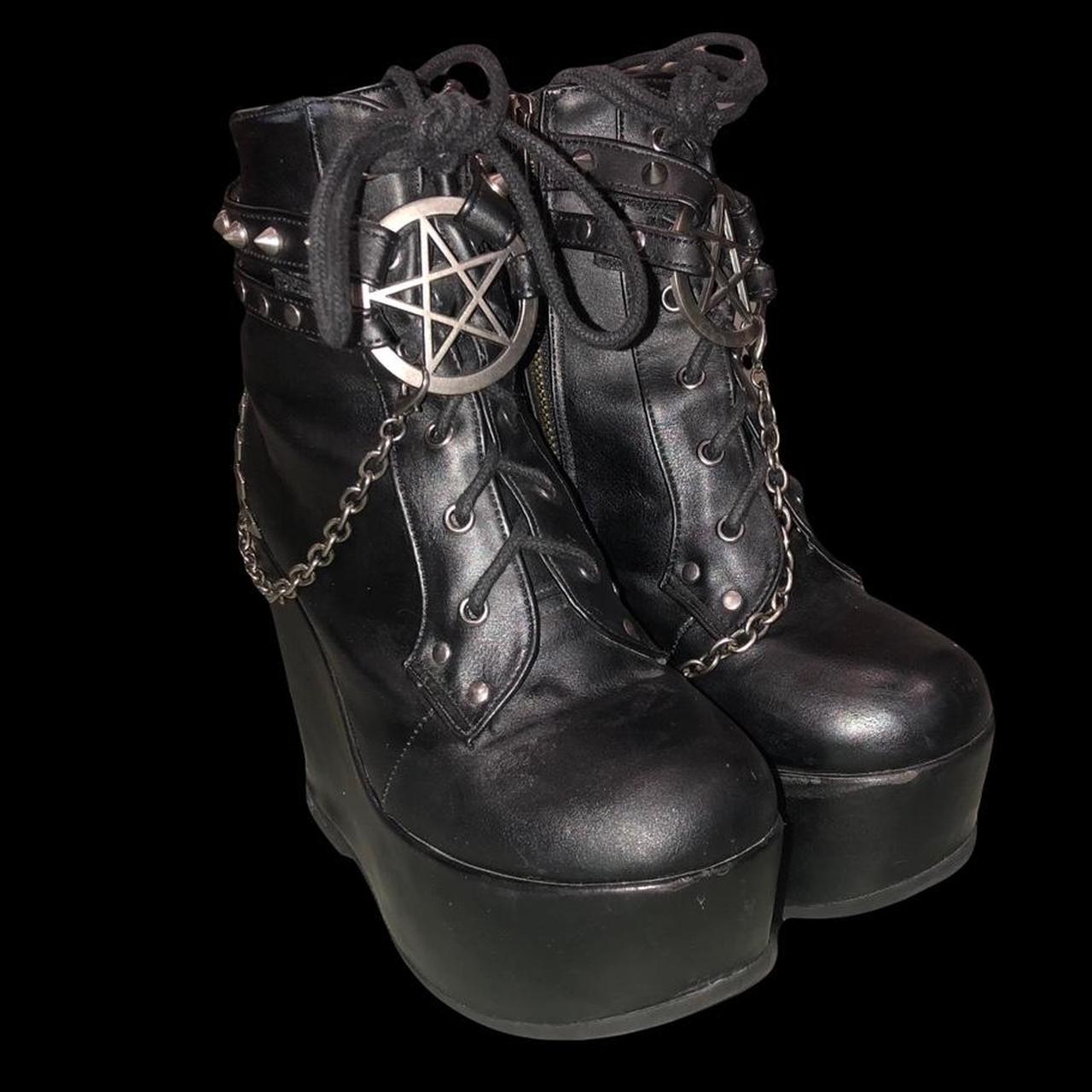 demonia black knee high boots