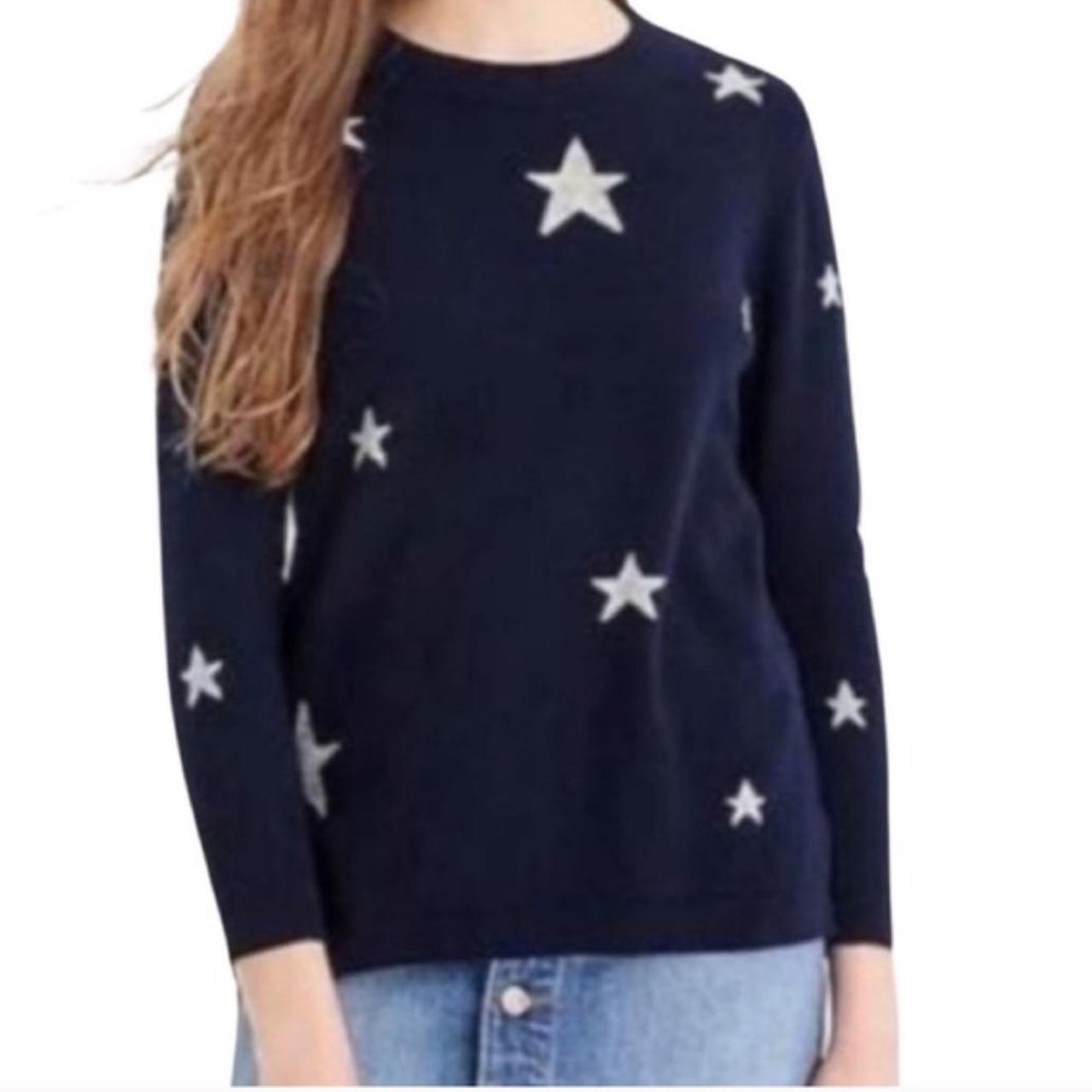 100 CASHMERE J. Crew navy blue with white stars