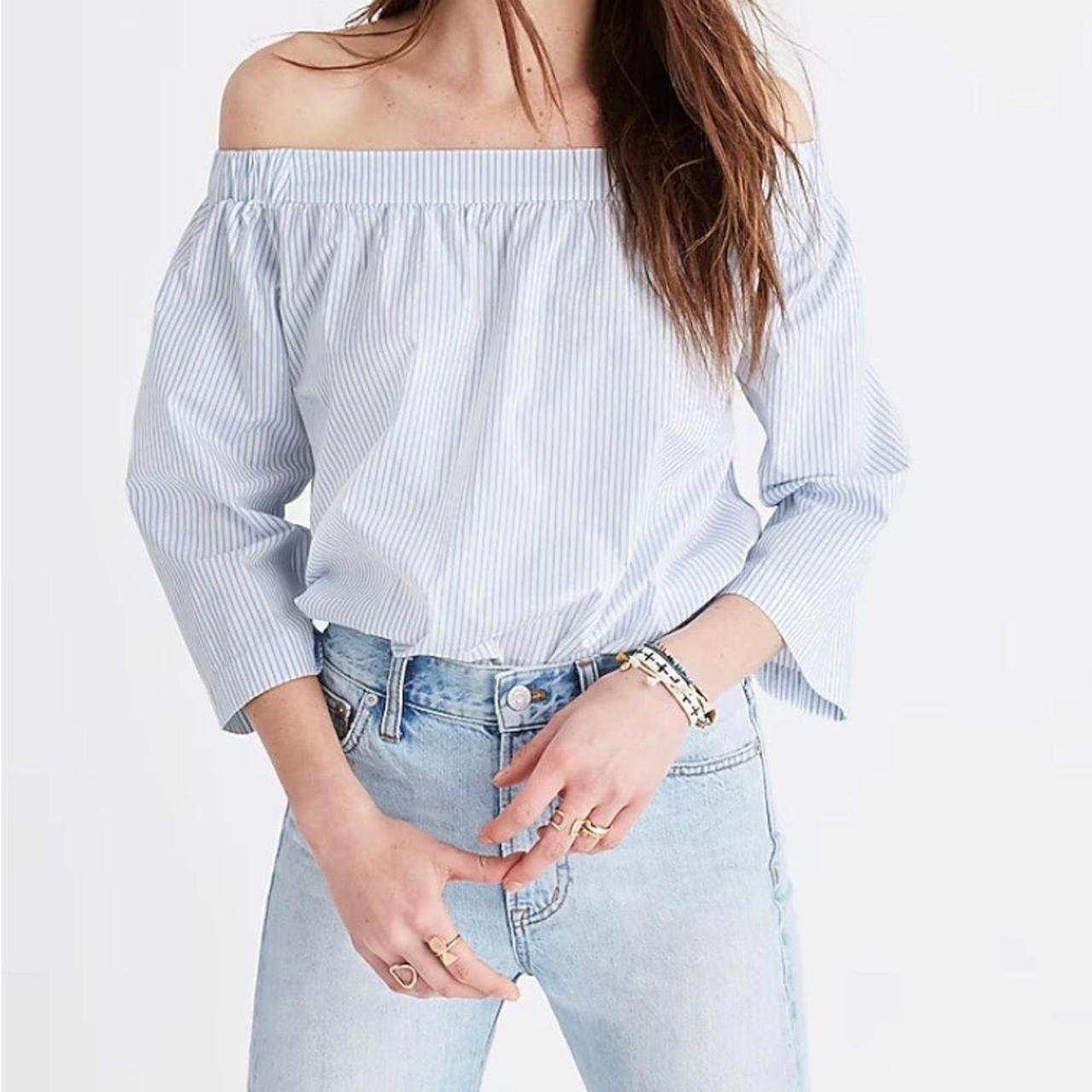 Madewell outlets Cold-Shoulder Top in White Wash M