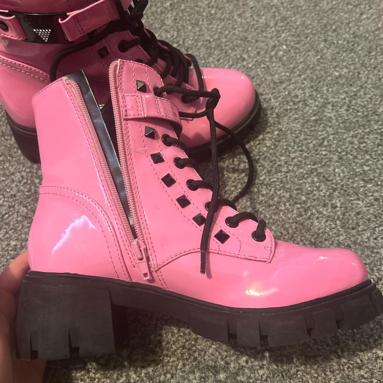 Pink and black Guess boots worn once says size 7m. Depop