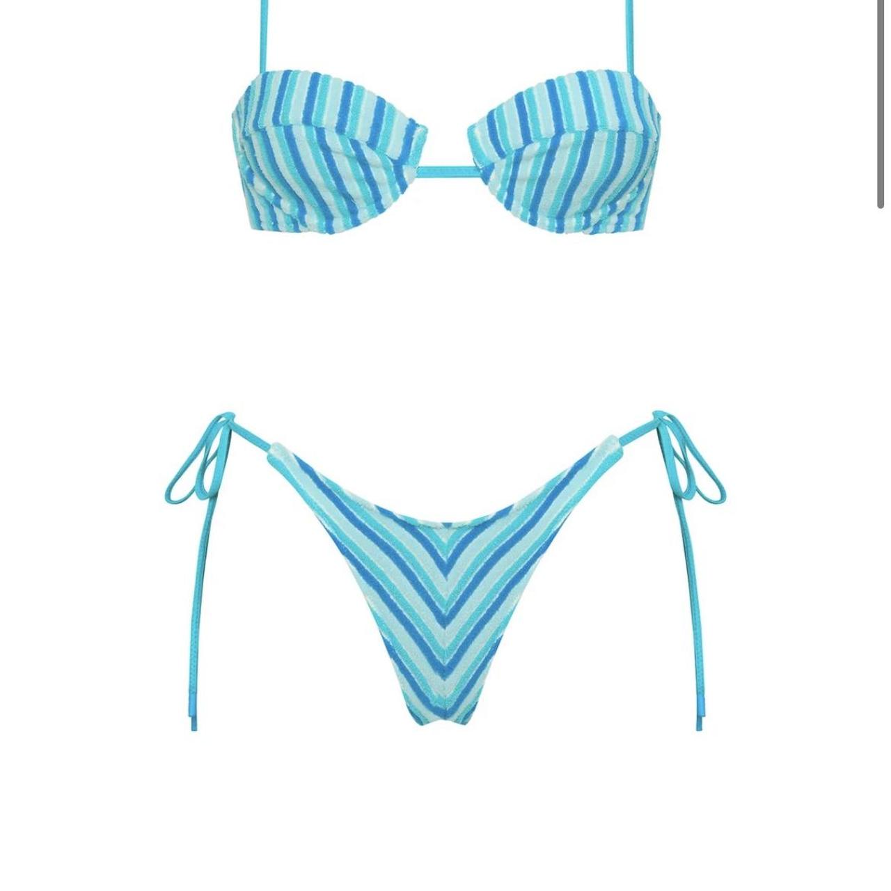 Triangle blue sour stripe bikini brand new with. Depop