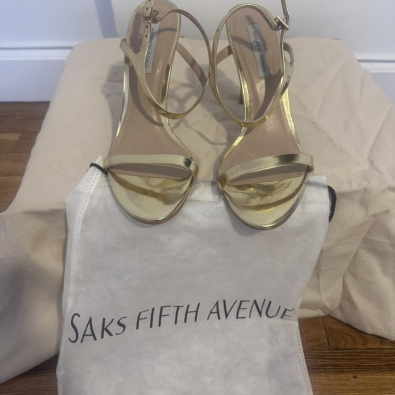 Saks Fifth Avenue Sandal Color Gold Size 8.5 Heel Depop