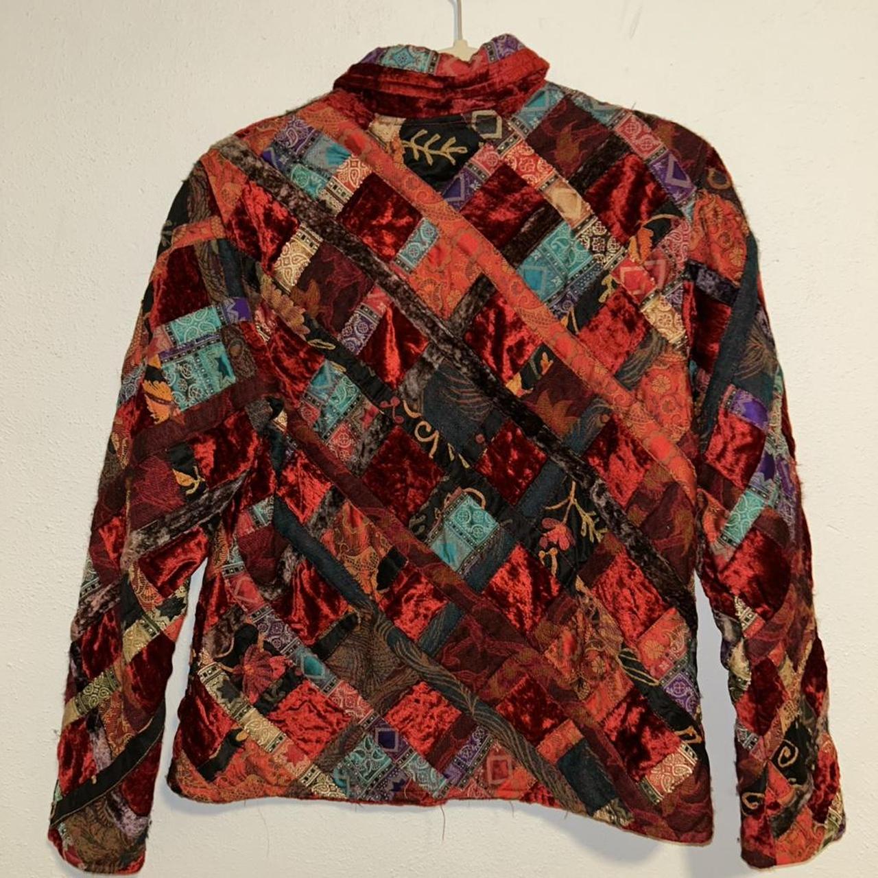 Women's Jacket - Multi/Red - M – Boho Patchwork V… - image 2