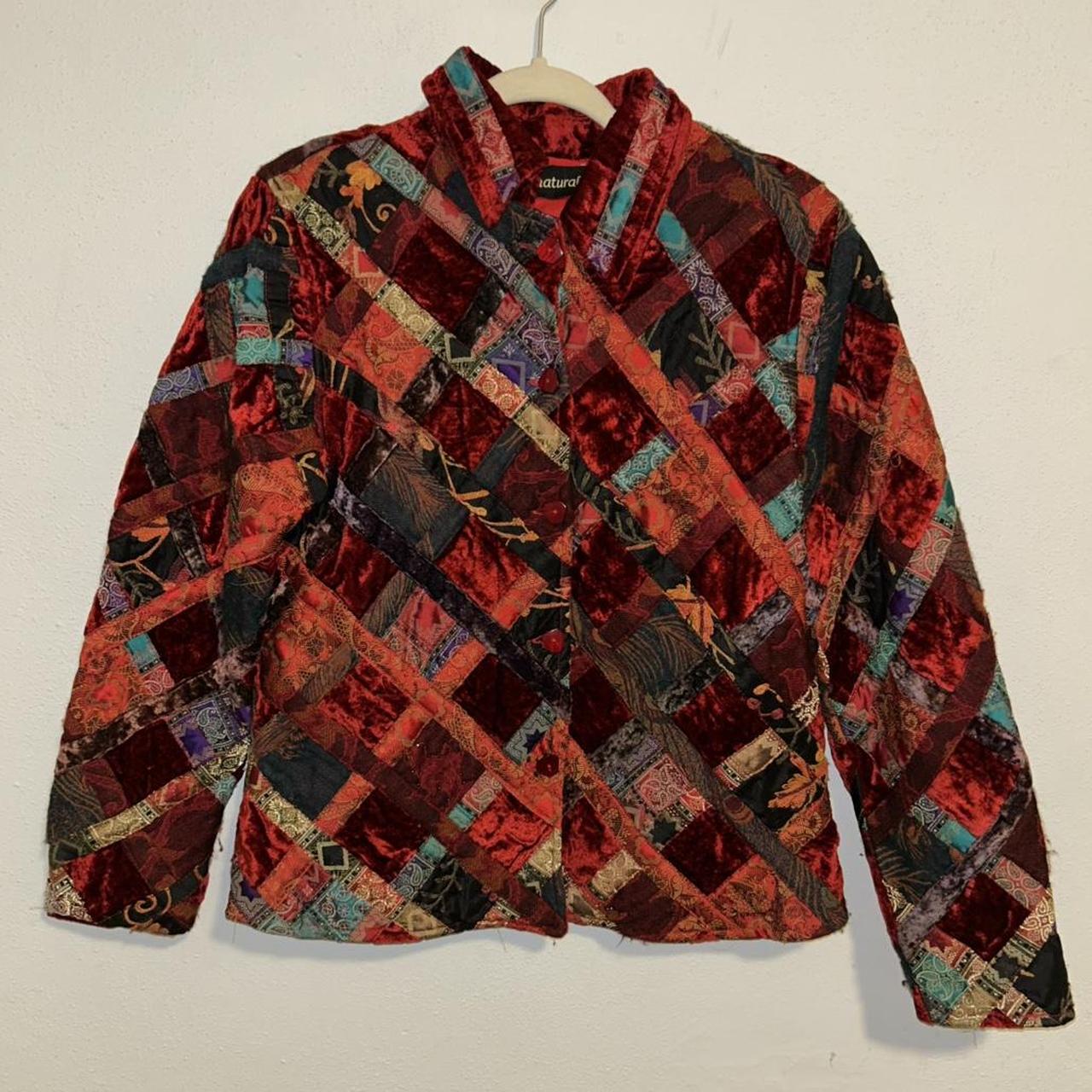Women's Jacket - Multi/Red - M – Boho Patchwork V… - image 1