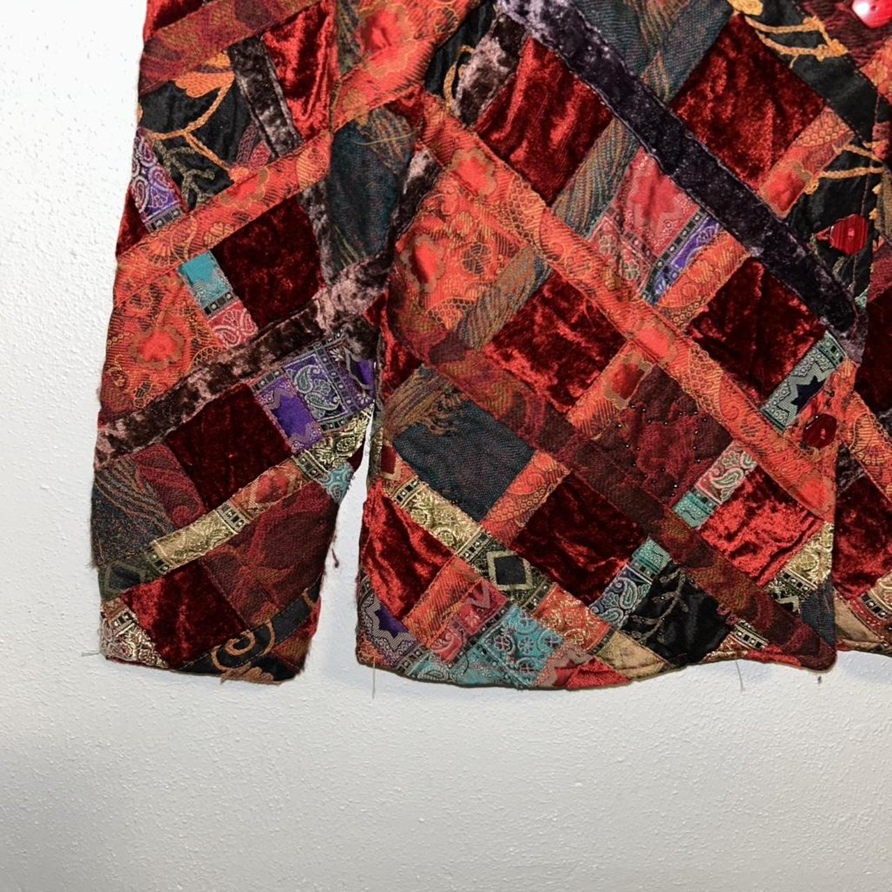 Women's Jacket - Multi/Red - M – Boho Patchwork V… - image 3