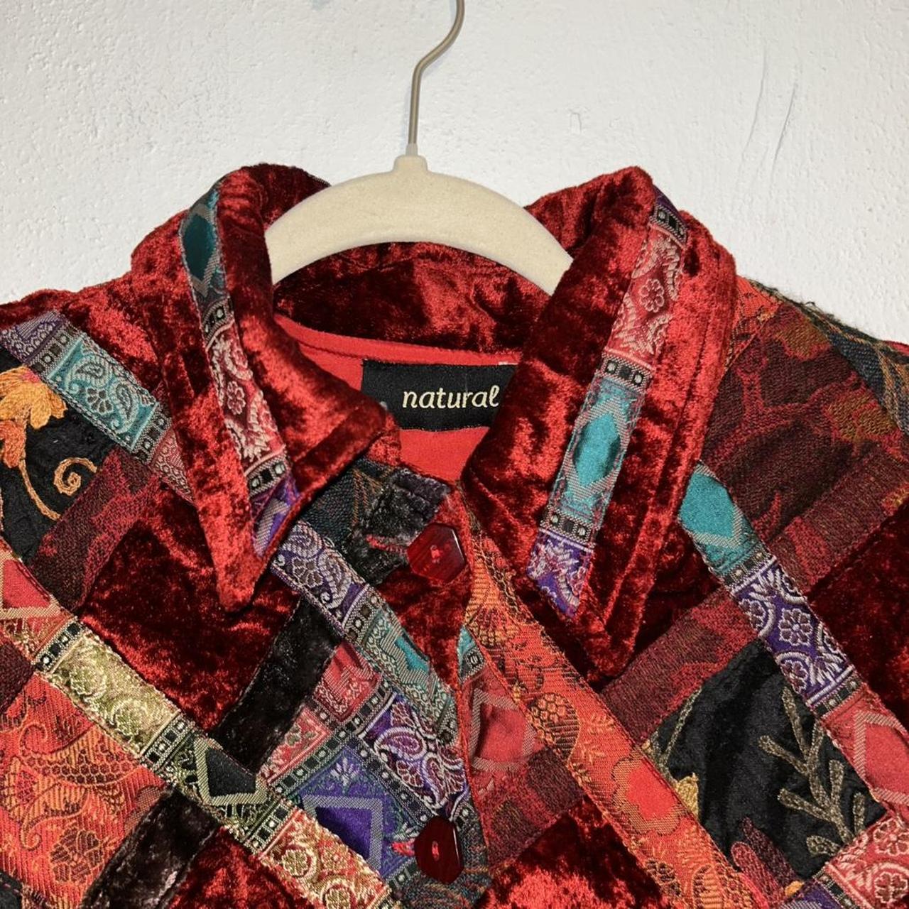 Women's Jacket - Multi/Red - M – Boho Patchwork V… - image 4