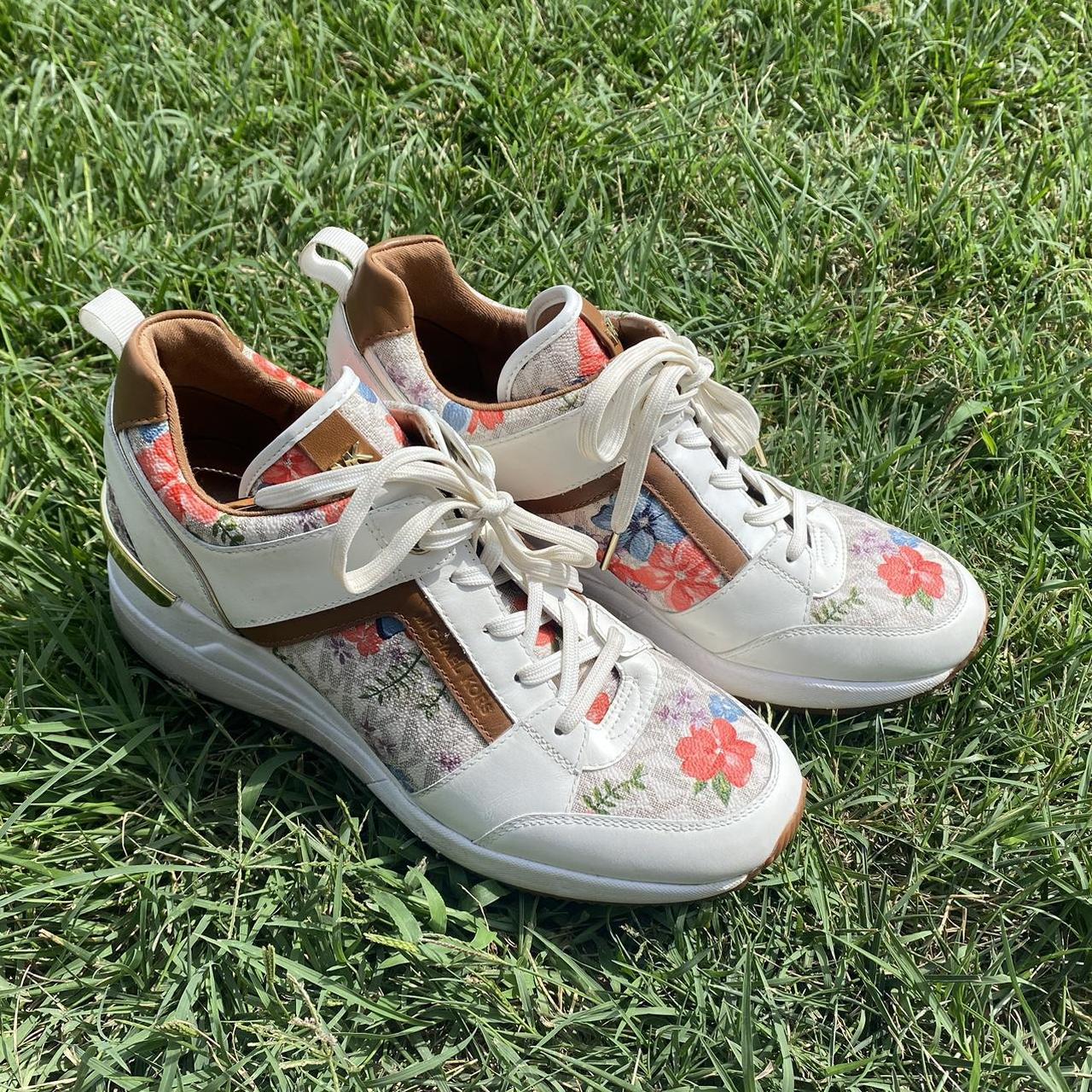 White and multicoloured floral Michael Kors sneakers