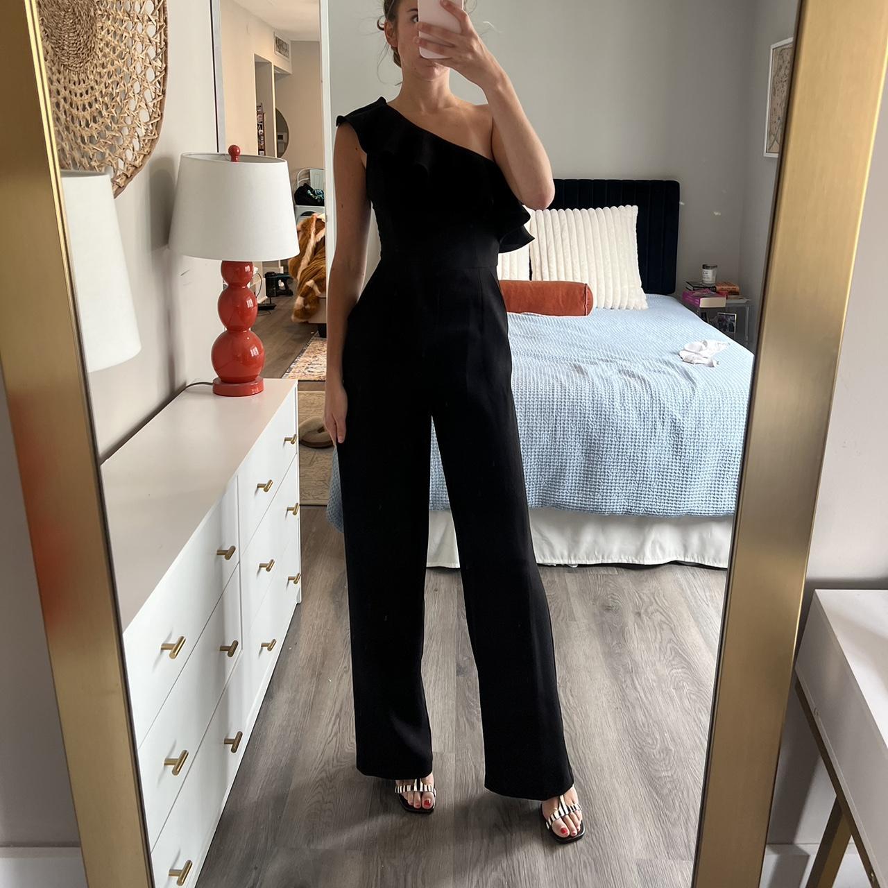 Bcbg one shoulder ruffle jumpsuit on sale